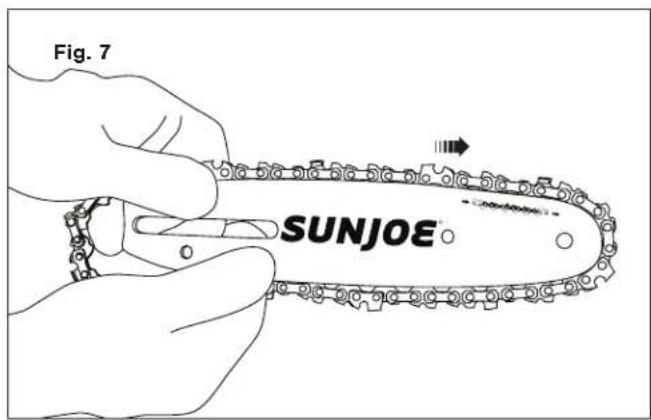 Sun Joe SWJ803E - Installing/Replacing the Guide Bar and Chain - 7