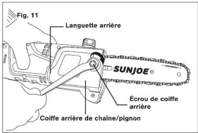 Sun Joe SWJ803E - Pose/remplacement du guide-chaine et de la chaine - 11