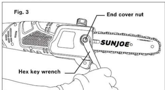 Sun Joe SWJ803E - Installing/Replacing the Guide Bar and Chain - 3