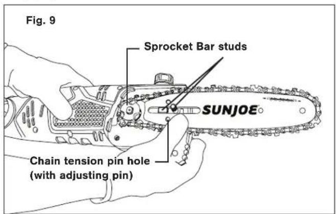 Sun Joe SWJ803E - Installing/Replacing the Guide Bar and Chain - 9