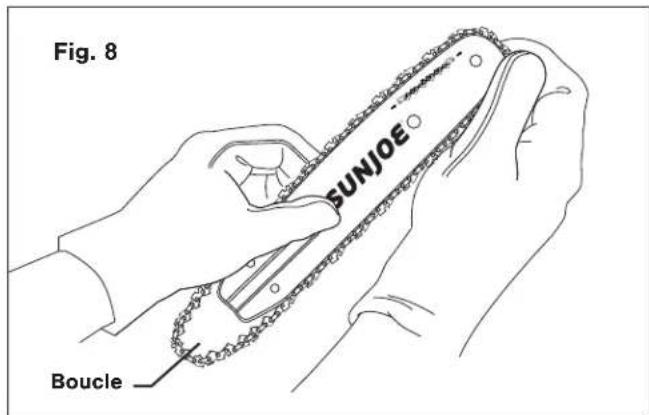 Sun Joe SWJ803E - Pose/remplacement du guide-chaine et de la chaine - 8