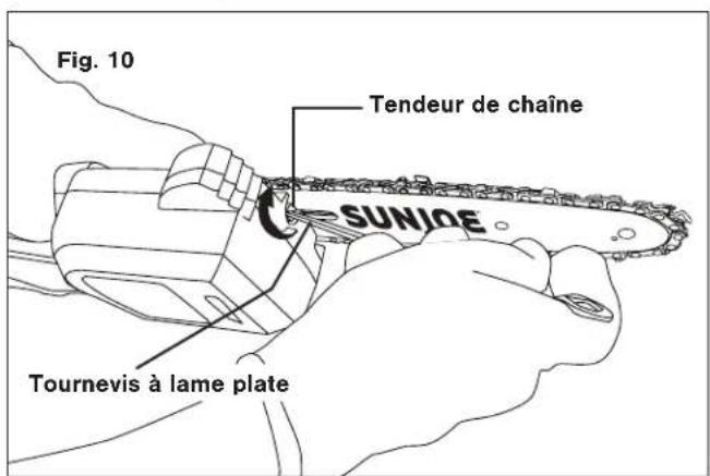 Sun Joe SWJ803E - Pose/remplacement du guide-chaine et de la chaine - 10