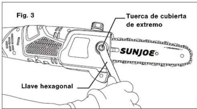 Sun Joe SWJ803E - Instalación y reemplazo de la barra-guía y cadaña - 3