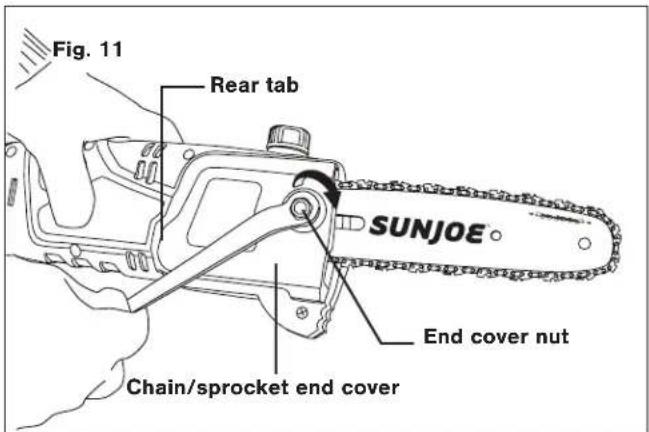 Sun Joe SWJ803E - Installing/Replacing the Guide Bar and Chain - 11
