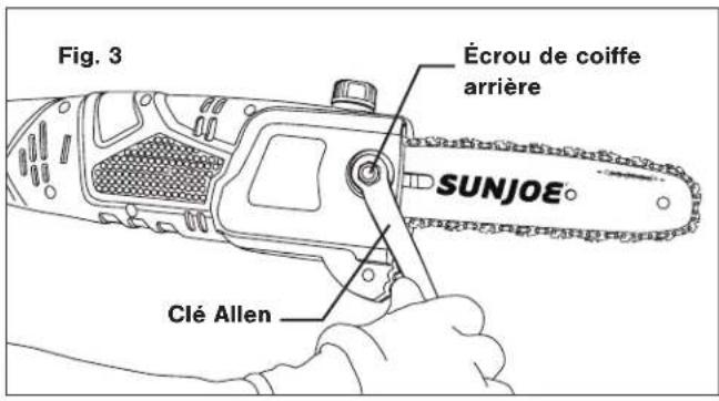 Sun Joe SWJ803E - Pose/remplacement du guide-chaine et de la chaine - 3