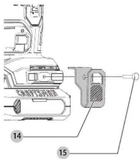 Technical diagram of a mechanical device with numbered parts and labeled parts