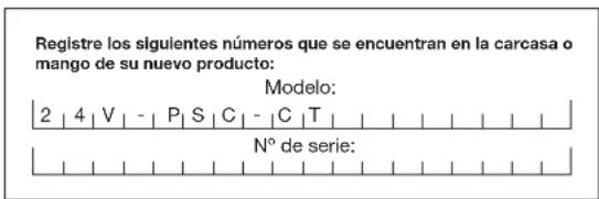 Sun Joe 24VPSCCT - Modelo y número de série - 1