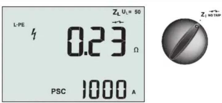 ZL UL = 50 L-PE 4 0.23 Ω PSC 1000 A Z1 NO TRP