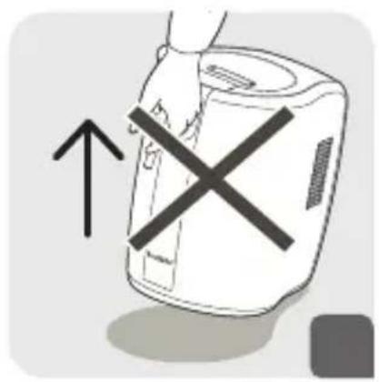Diagram showing a container with a cross mark and an upward arrow, indicating a process or warning symbol.