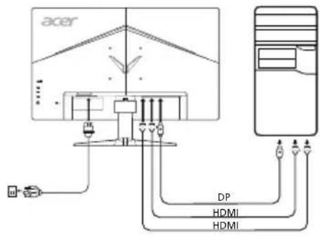 ACER VG271UP - 将显示器连接至电脑 - 1