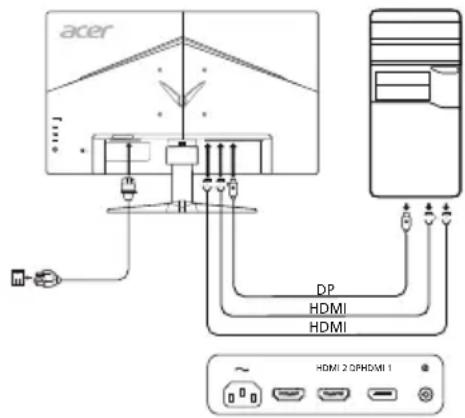 ACER VG271UP - Ligar o monitor a um computador - 1