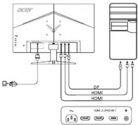 ACER VG271UP - 將顯示器連接至電腦 - 1