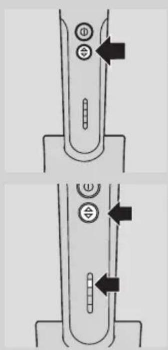 Diagram showing two views of a device's internal components with directional arrows indicating movement or positioning.