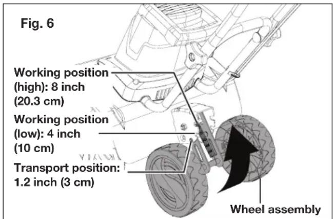 Sun Joe TJ605EELT - Wheel Adjustment - 1