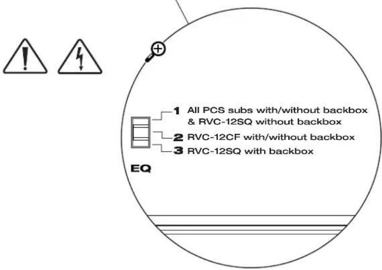 All PCS subs with/without backbox & RVC-12SQ without backbox RVC-12CF with/without backbox RVC-12SQ with backbox EQ