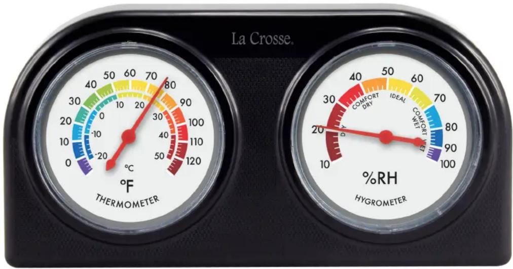 La Crosse. °F THERMOMETER %RH HYGROMETER