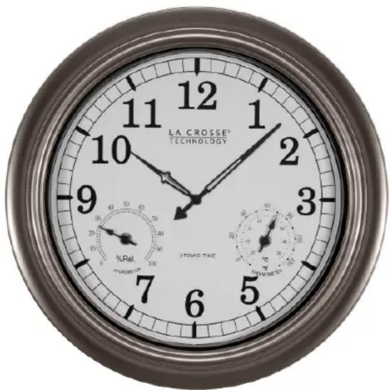 LA CROSSE TECHNOLOGY WT3181PLX1 - 18" INTÉRIEUR | EXTÉRIEUR HORLOGE MURALE ATOMIQUE - 1