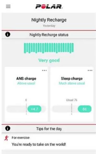 POLAR Pacer Pro - Nightly recharge dans l'application polar flow - 2