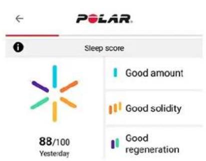 POLAR Pacer Pro - Données relatives au sommeil dans l'application et sur le service web polar flow - 2