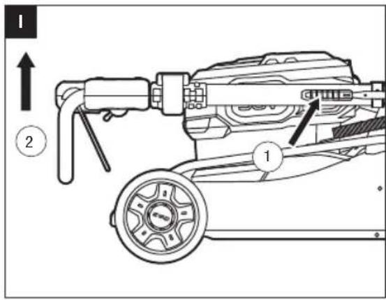 Technical diagram of a mechanical device with labeled parts and directional arrows indicating movement or assembly.