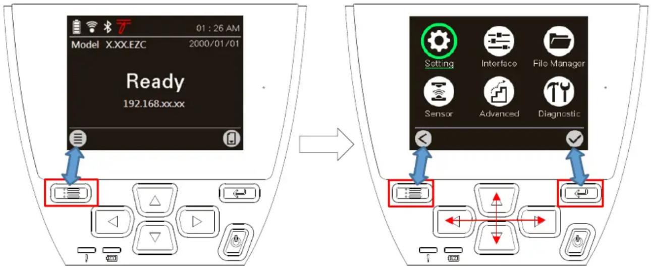 TSC Alpha30L - Comment utiliser l'écran LCD pour configurer l'imprimante - 1
