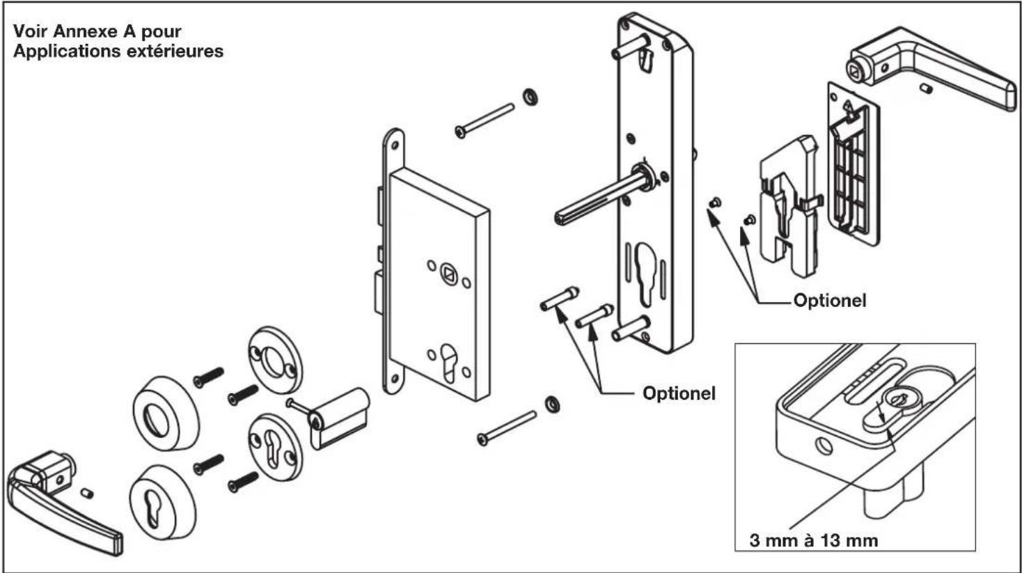 KABA Confidant RFID Kit 1 - 6- INSTALLLEZ LA SERRURE SUR LA PORTE Montage plaque arrêté (clé d'urgence) - 1