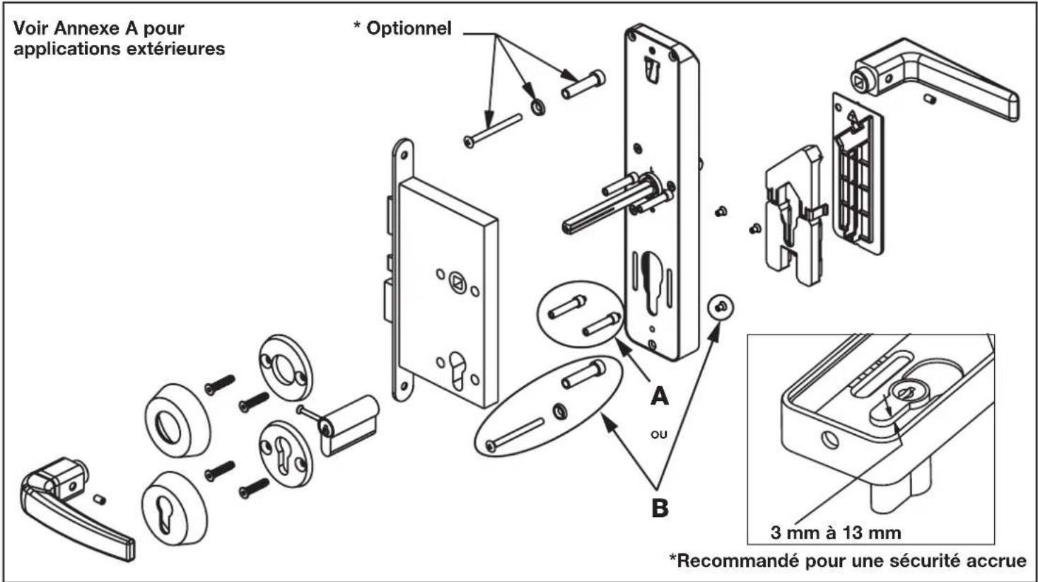 KABA Confidant RFID Kit 1 - 6- INSTALLLEZ LA SERRURE SUR LA PORTE Montage Rose (clé d'urgence) - 1