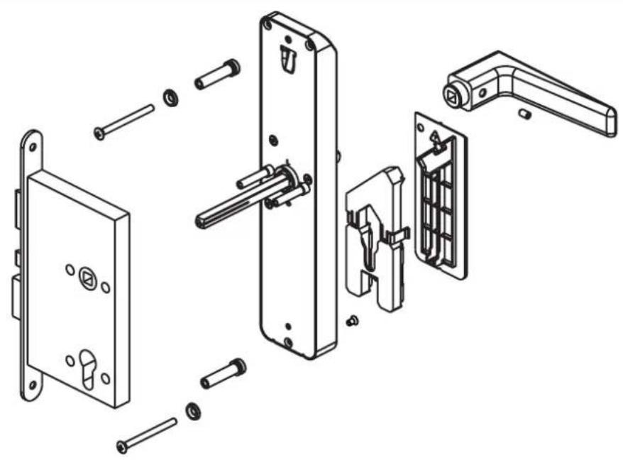 KABA Confidant RFID Kit 1 - 6- INSTALLLEZ LA SERRURE SUR LA PORTE Montage Rose (sans clé d'urgence) - 1
