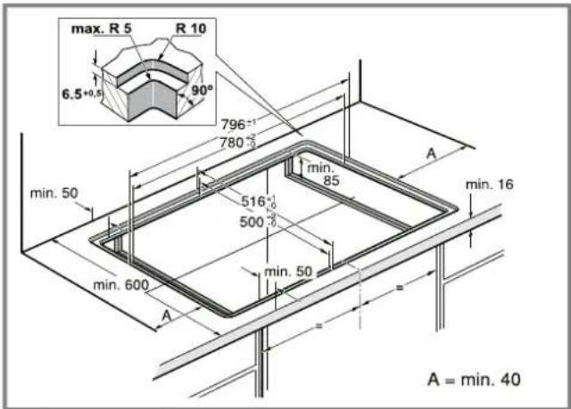 max. R 5 R 10 6.5+0,9 90° 796-1 780-3 min. 85 min. 50 516 500 min. 50 min. 600 A A = min. 40