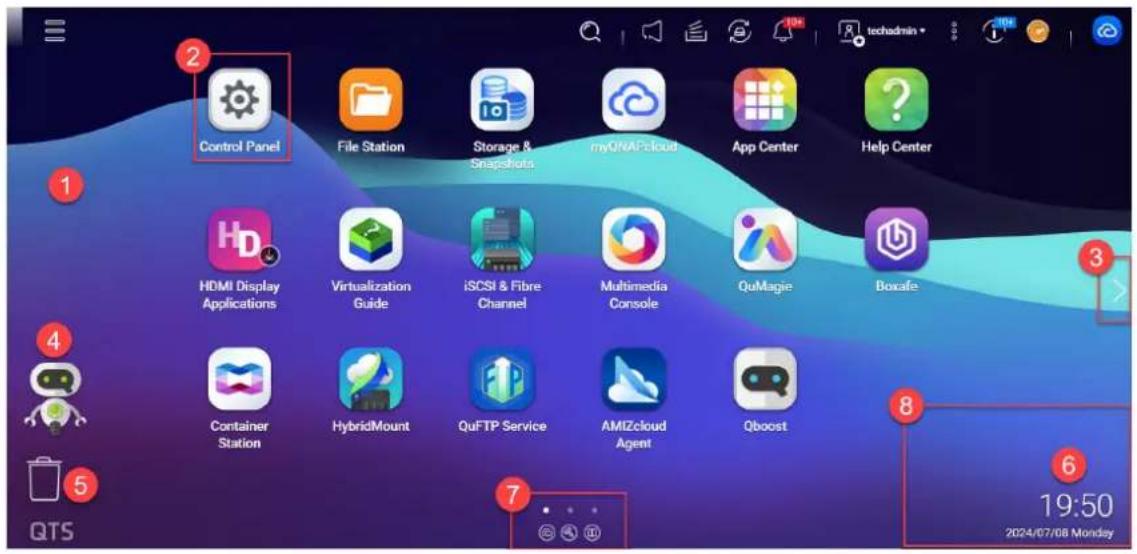 Control Panel File Station Storage & Snapshots myONAPcloud App Center Help Center HDMI Display Applications Virtualization Guide iSCSI & Fibre Channel Multimedia Console QuMagic Boxafe Container Station HybridMount QuFTP Service AMIZcloud Agent Qboost 19:50 2024/07/08 Monday QTS