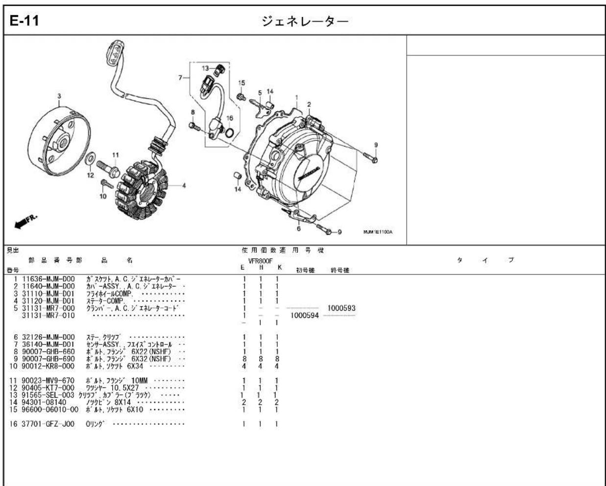 Honda VFR800F (2019) - 配色表 - 1