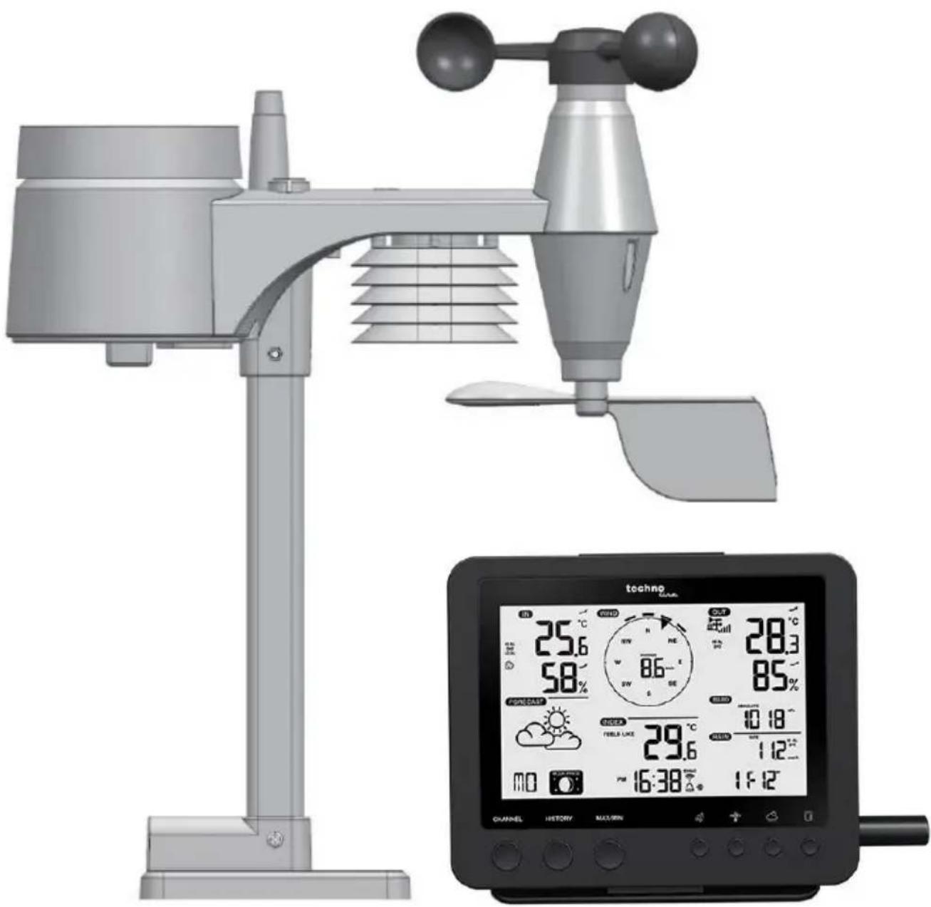 TECHNOLINE WS 1900 - Estación meteorológica wifi con sensor profesional 5 en 1 - 1