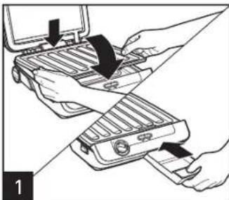 Illustration of hands installing or adjusting a device with arrows indicating process (no text or symbols)