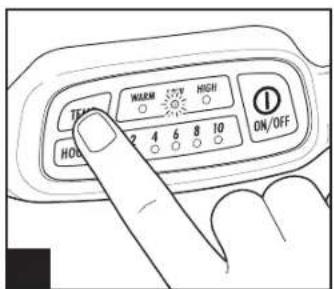 TEMP WARM 3.77 HIGH 2 4 6 8 10 HOLD ON/OFF