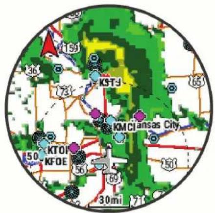 GARMIN D2 Mach 1 - Affichage du radar météo NEXRAD - 1