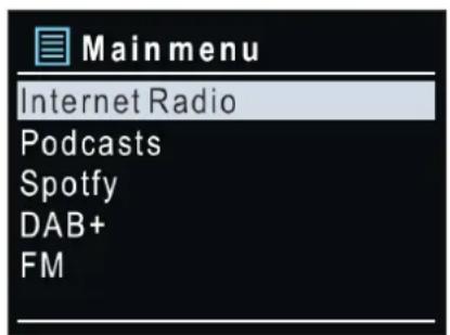 Soundmaster IR3500 - HLAVNÉ MENU - 1