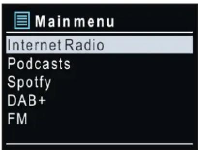Soundmaster IR3500 - MAIN MENU - 1