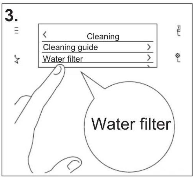 3. < Cleaning Cleaning guide > Water filter > Water filter