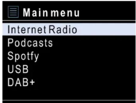 Soundmaster ICD2080 - HOOFDMENU - 1