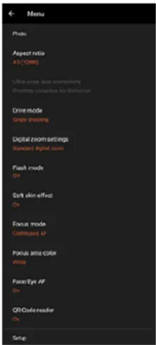 SONY Xperia 1 IV - Définition des réglages de l'appareil photo - 1