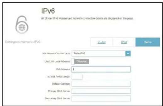 D-LINK G416 - Paramètres de l'adresse IPv6 du réseau local - 1