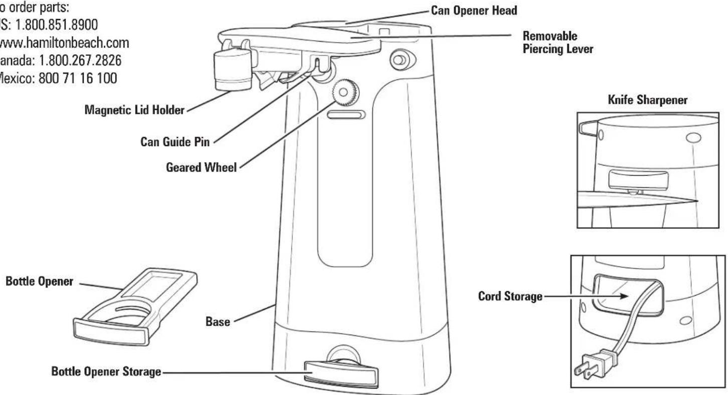HAMILTON BEACH 76510 - Parts and Features - 1