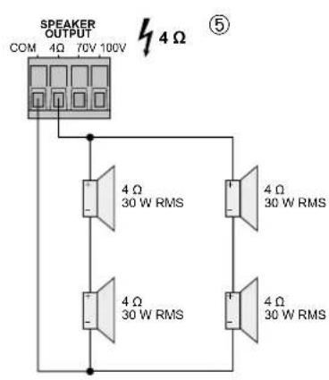 Monacor PA900DT - Beispiele für den Anschluss der Laufsprecher Examples of Speaker Connections - 5