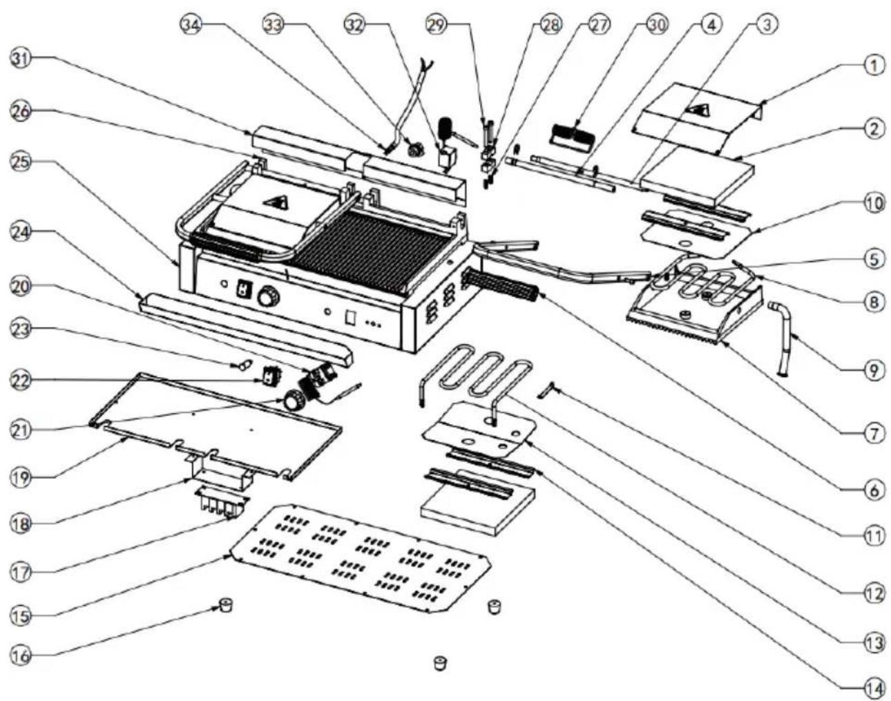 Klarstein Grillexpress 3600 - EXPLODED VIEW - 1