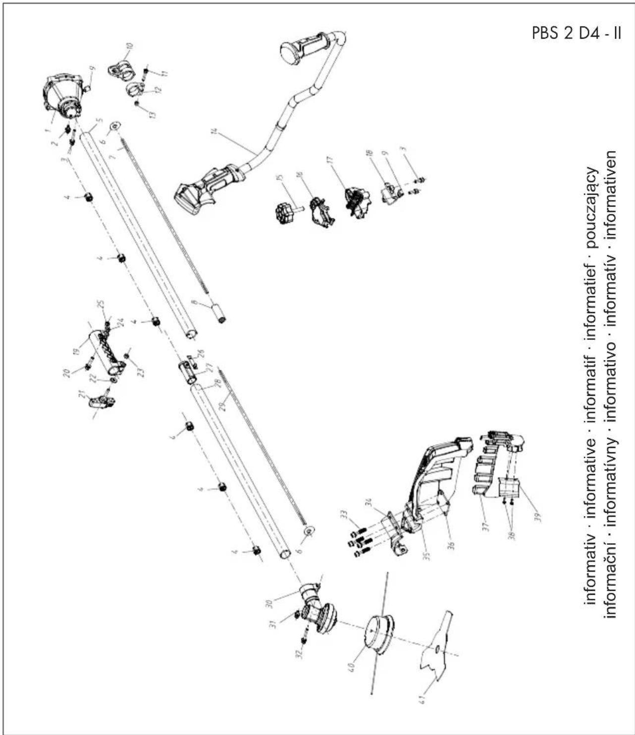 PARKSIDE PBS 2 D4 - Explosionszeichnung • Exploded Drawing Vue éclatée • Explosietekening Rysunek samorozwijający • Rozvinutý výkres Výkres náhradných dielov • Eksplosionstegning Plano de explosión • Disegno esploso Robbantott ábra • Eksplozijska risba - 1