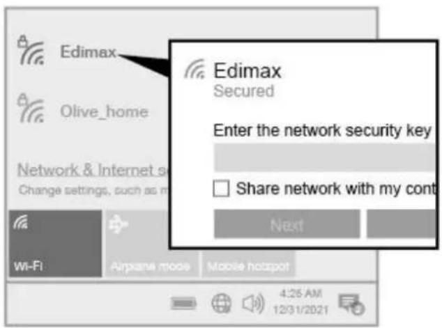 Edimax EW7822UTC - II-3. Sélectionner le réseau Wi-Fi et se connecter - 1