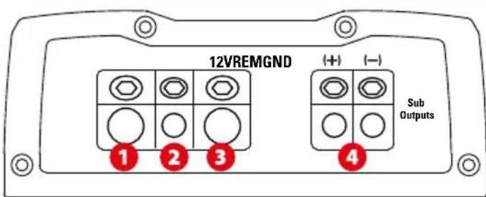 MTX Audio TX480D - - Settings, Power and Speaker connections : - 3