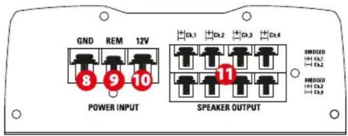 MTX Audio TR450 - Settings, Power and Speaker connections : - 4
