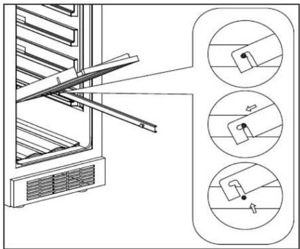 DANBY DFG58D1BSS - Pour enlever les étagères: - 1
