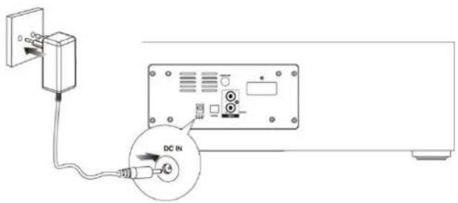Soundmaster DAB1000 - De AC-adapter aansluiten - 1